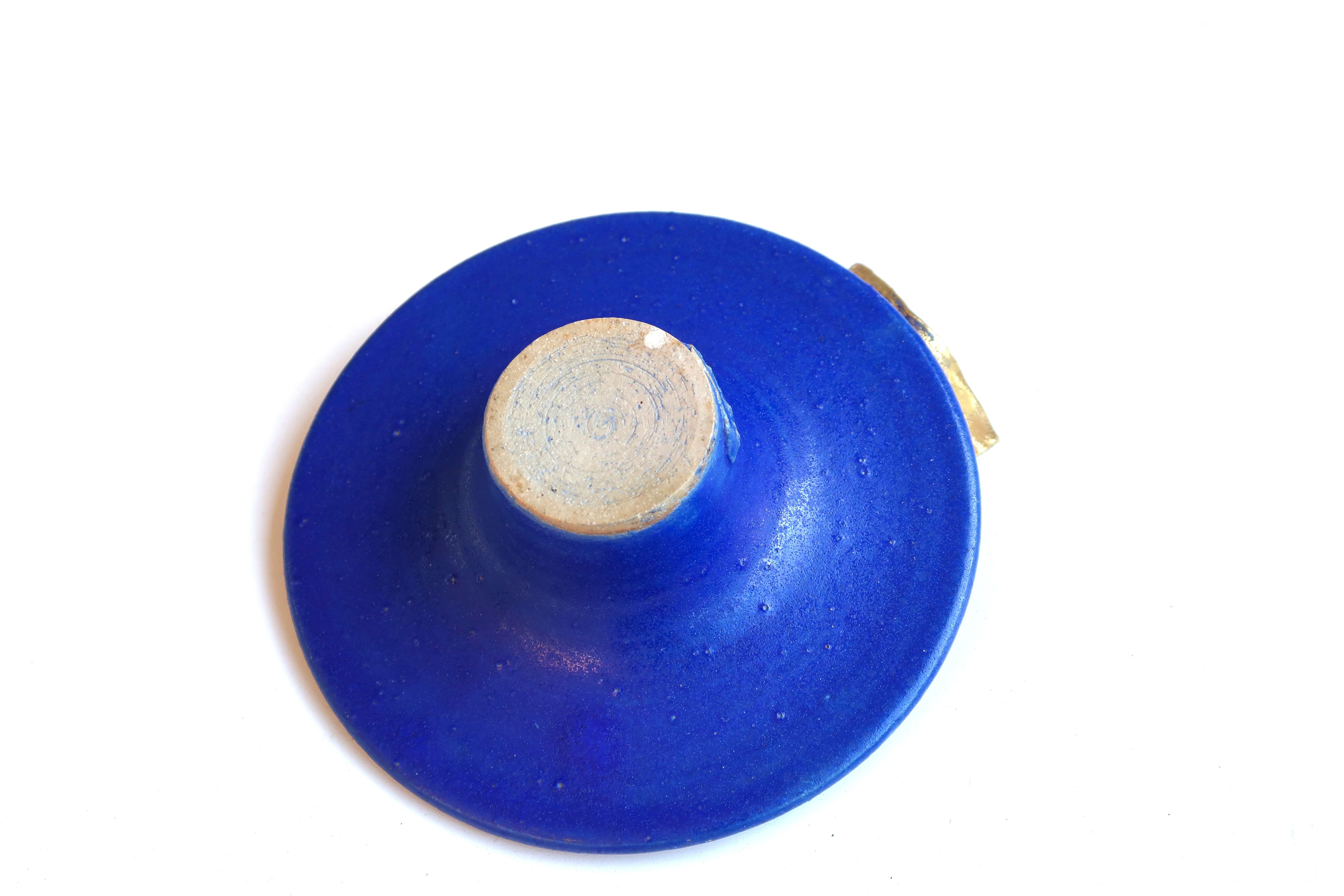 Blue ceramic cut signed with gilded decoration