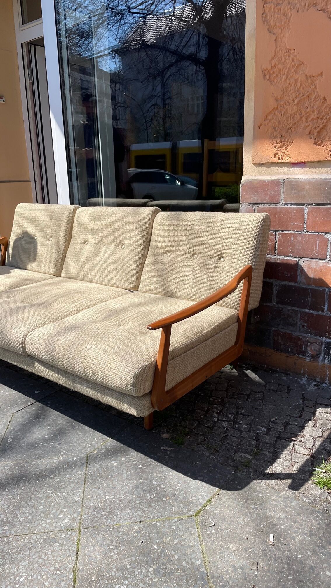 Canape daybed of the 60s in wood and wool
