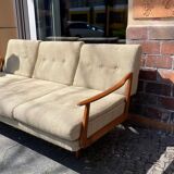 Canape daybed of the 60s in wood and wool