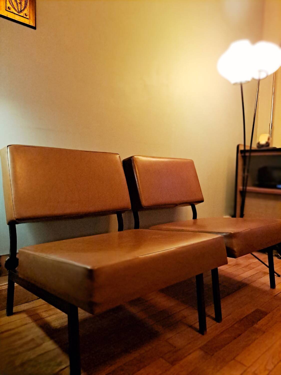 Trio of modular dlg P.Guariche armchairs 1960's