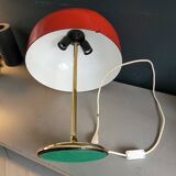 Vintage table lamp with bell shade and brass base