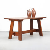 Vintage Rustic Brutalist Dining Table from Oak