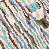 Moroccan Berber rug Boujaad ecru with multicolored patterns 305x212cm