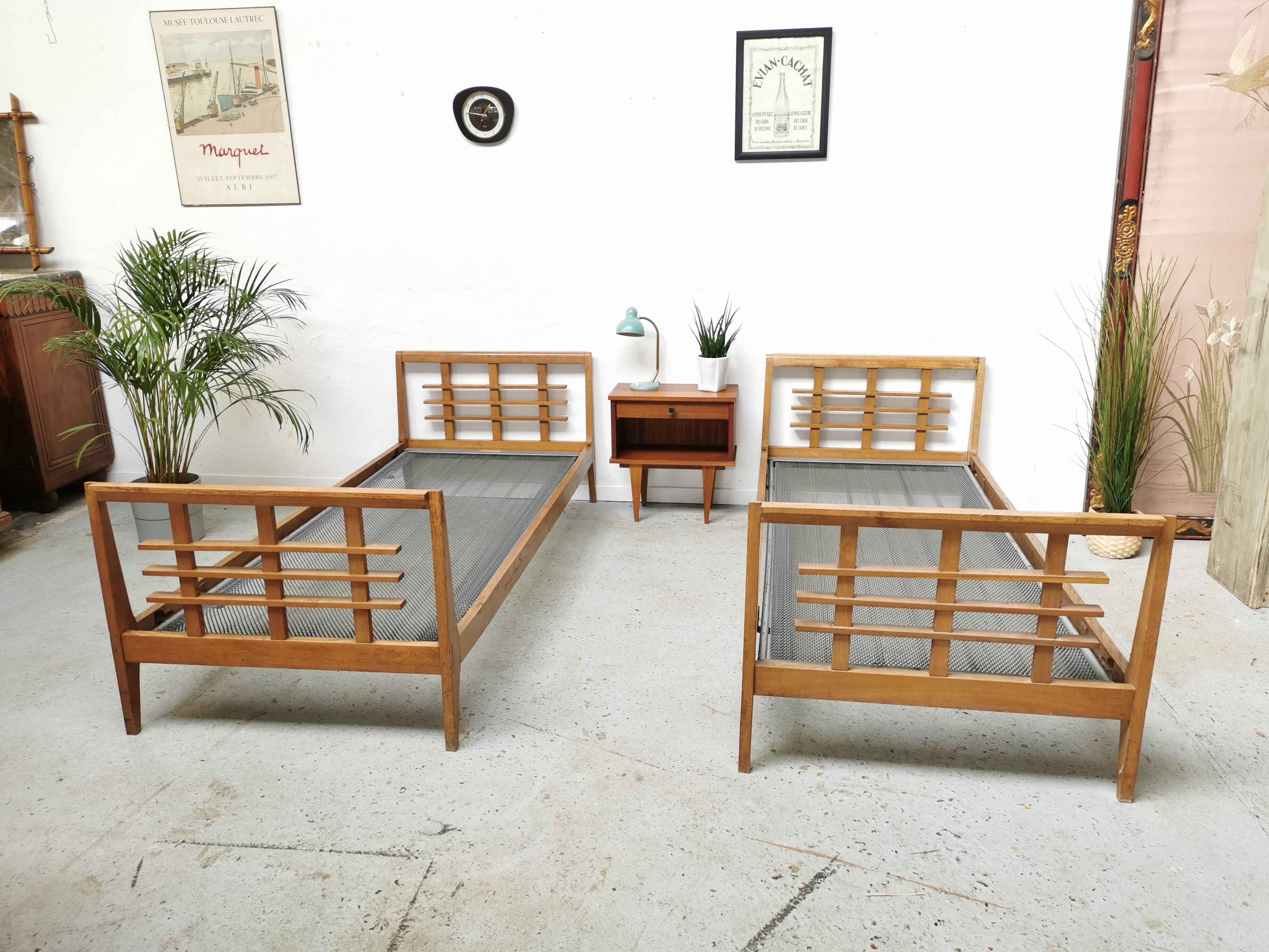 Paire de lits jumeaux vintage 1950