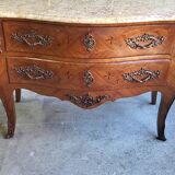 ROSEWOOD COMMODE WITH 2 DRAWERS AND OCHRE MARBLE TOP