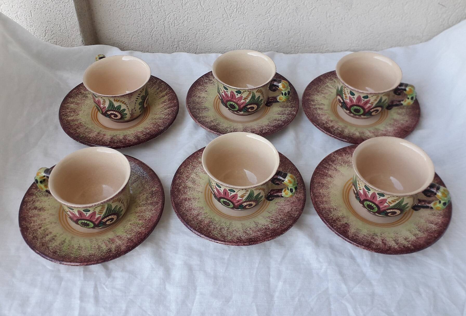 6 Quimper Fouillen cups