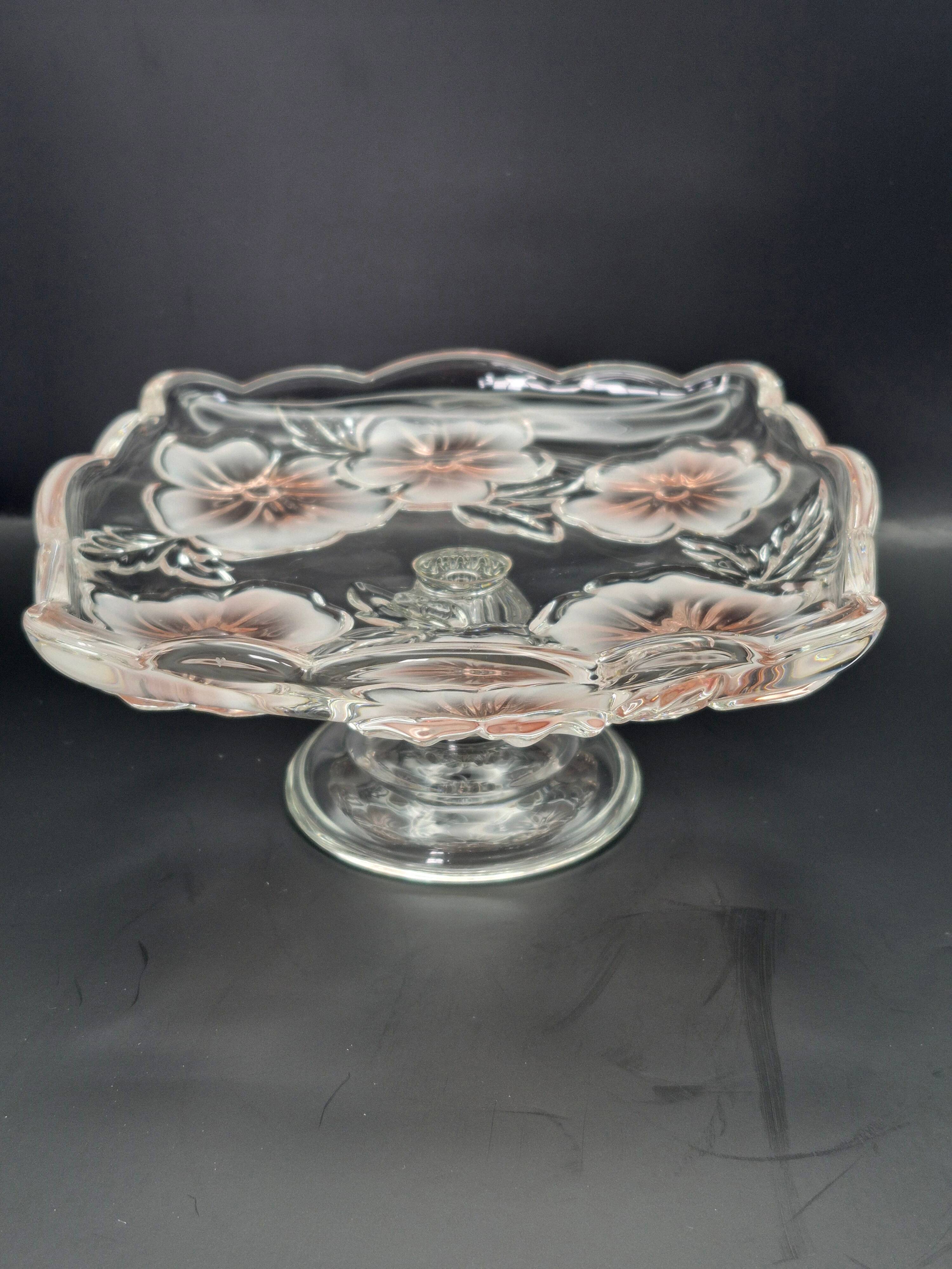 Vintage glass display stand "Pansy Bouquet Pink" — Studio Nova by Mikasa
