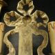 Large pair of wall sconces, bows & hunting horns, Louis XVI style - bronze