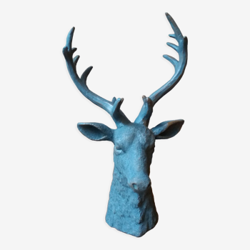 Deer head in regulated green patina