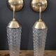 Paires d'appliques vintage verre et laiton