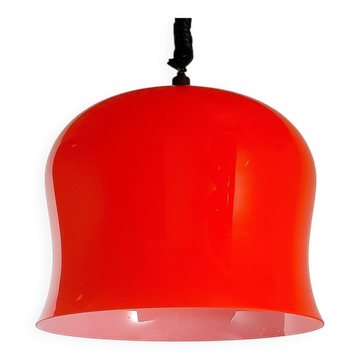 Suspension Vintage En Verre Rouge, Italie, Années 1960