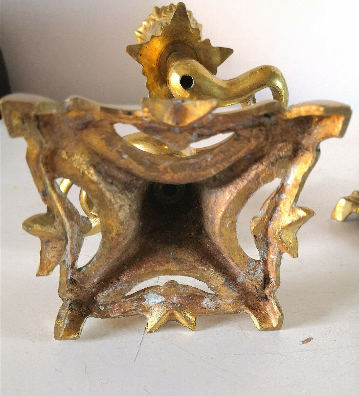 Pair of art nouveau design candlesticks in bronze