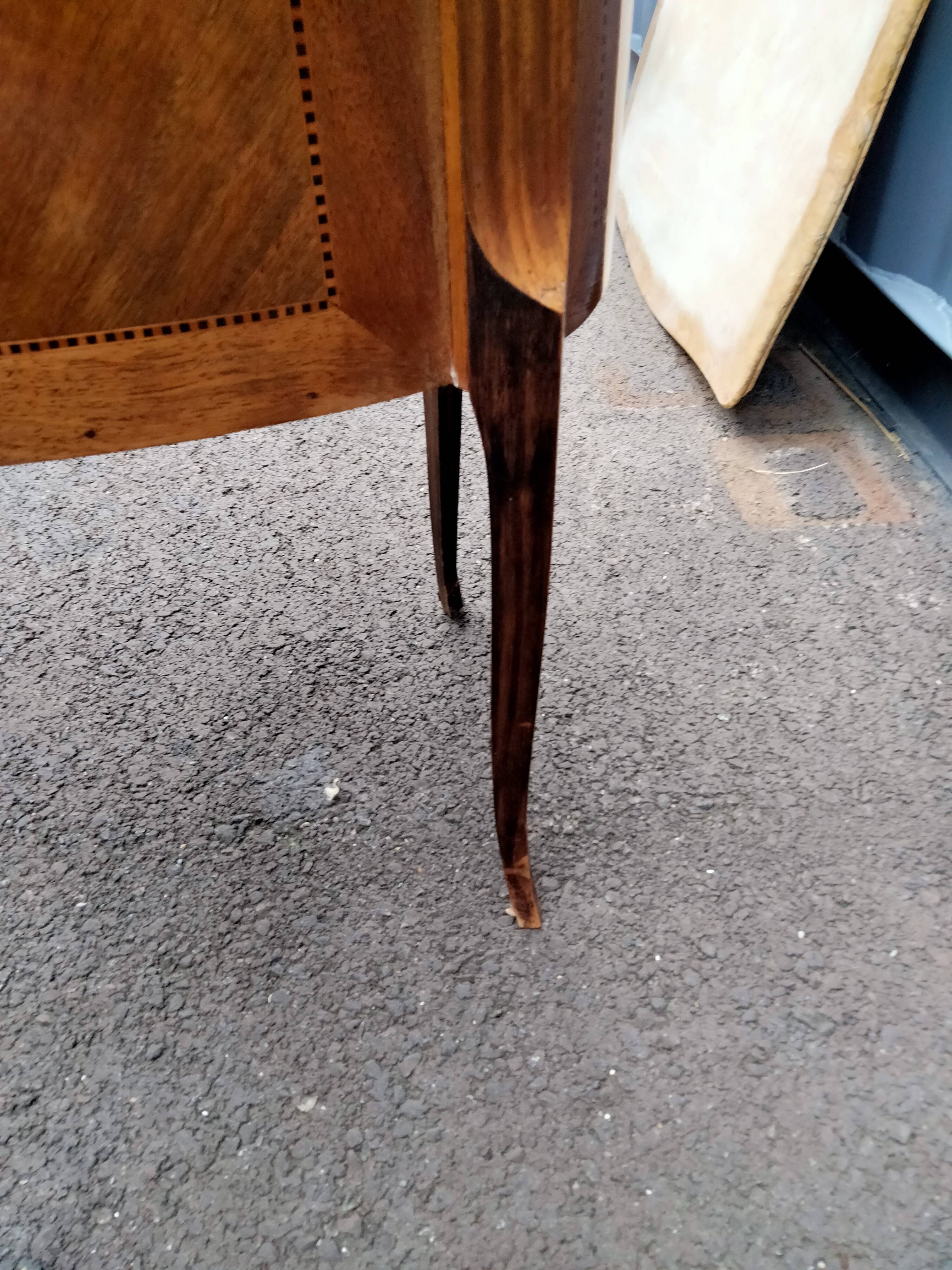 Chest of drawers old marquetry marble top style louis xvi