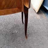 Chest of drawers old marquetry marble top style louis xvi