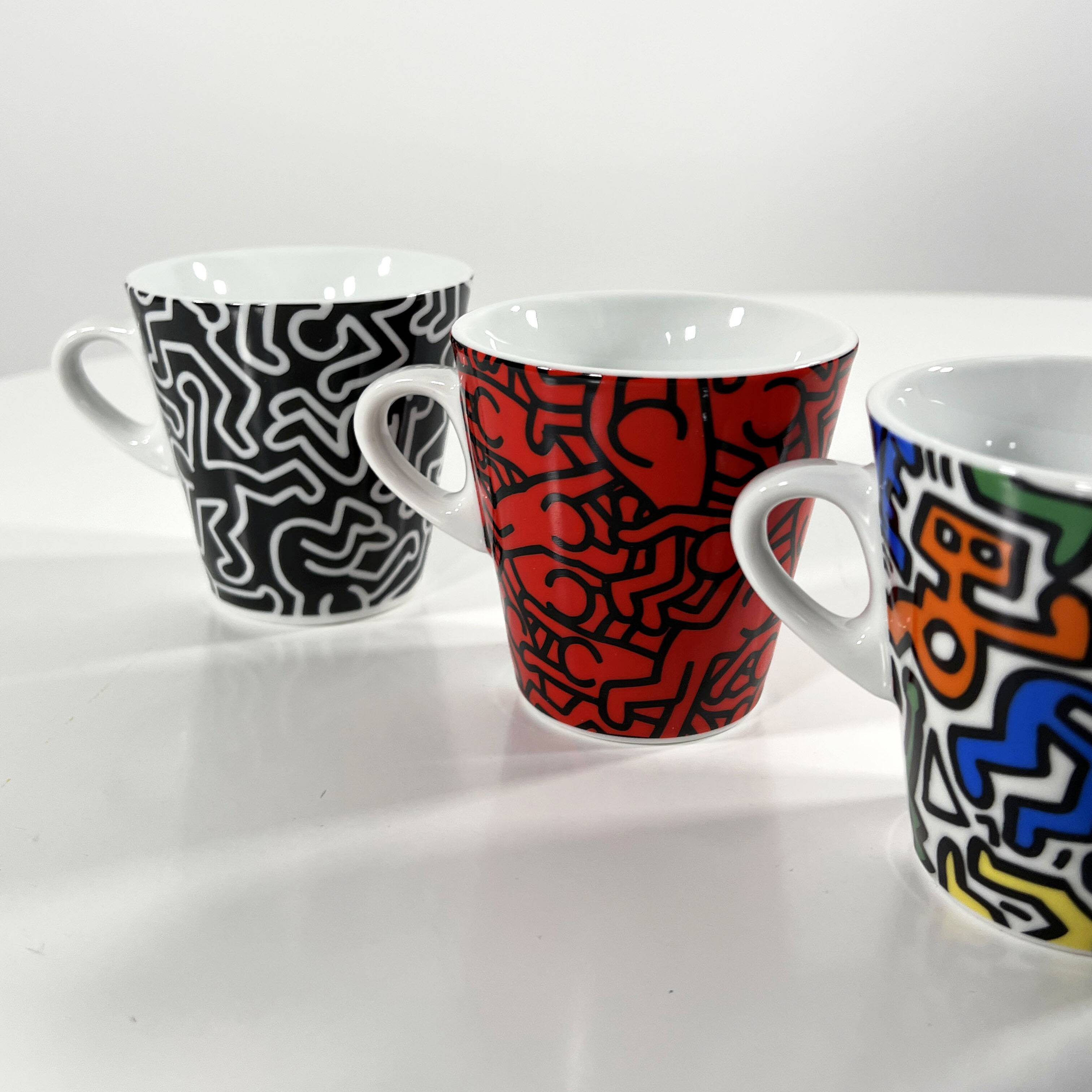 Set of 6 Keith Haring mugs for Tognana, 1990