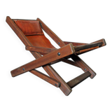 Brutalist leather lounge chair, 50s/60s