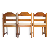 Chaises brutalistes en pin x 3