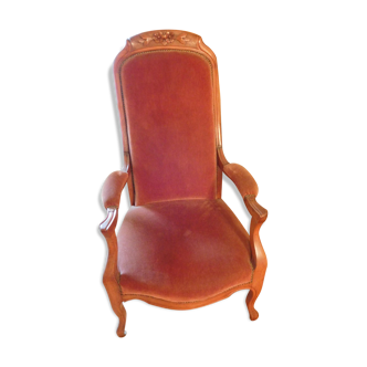 Voltaire cherry, Maroon velvet Chair