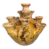 Abstract enamelled spotted yellow tamegrouse sculpture vase