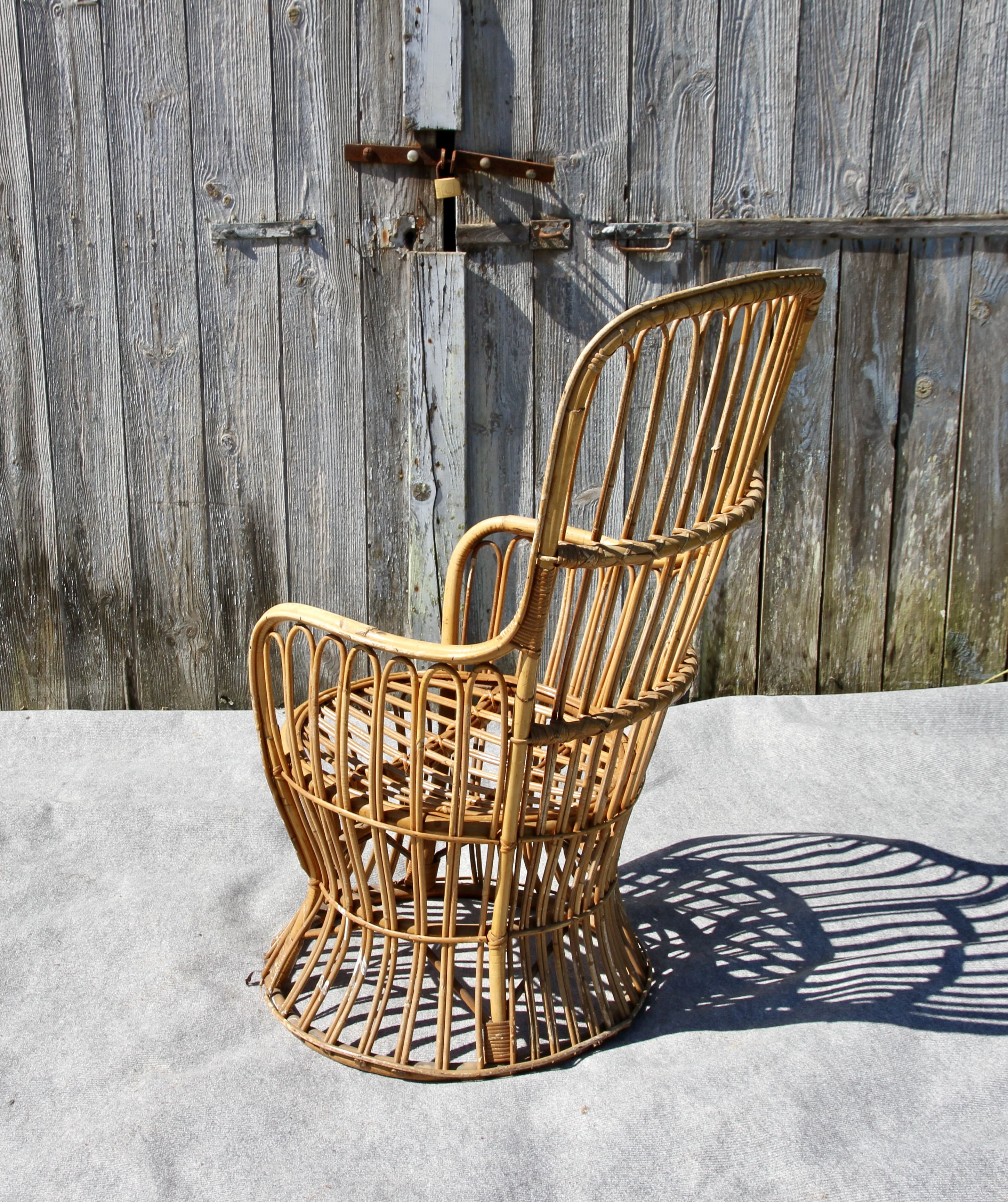 Emmanuelle-style wicker armchair, 20th century