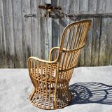 Emmanuelle-style wicker armchair, 20th century
