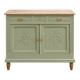 Antique art deco buffet in solid oak – pure lizard green & paint and natural wood – 121 cm