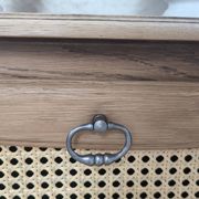 Meuble bar / Desserte en chêne & cannage naturel – Années 50