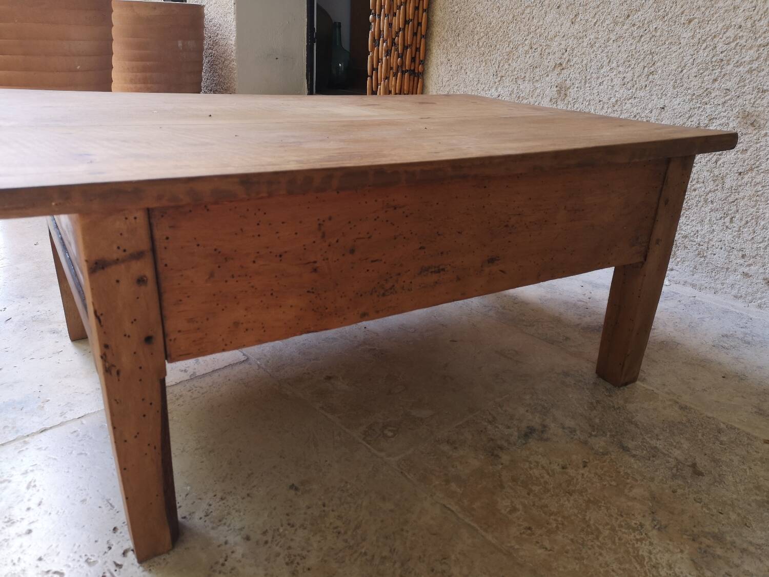 Walnut and oak coffee table.
