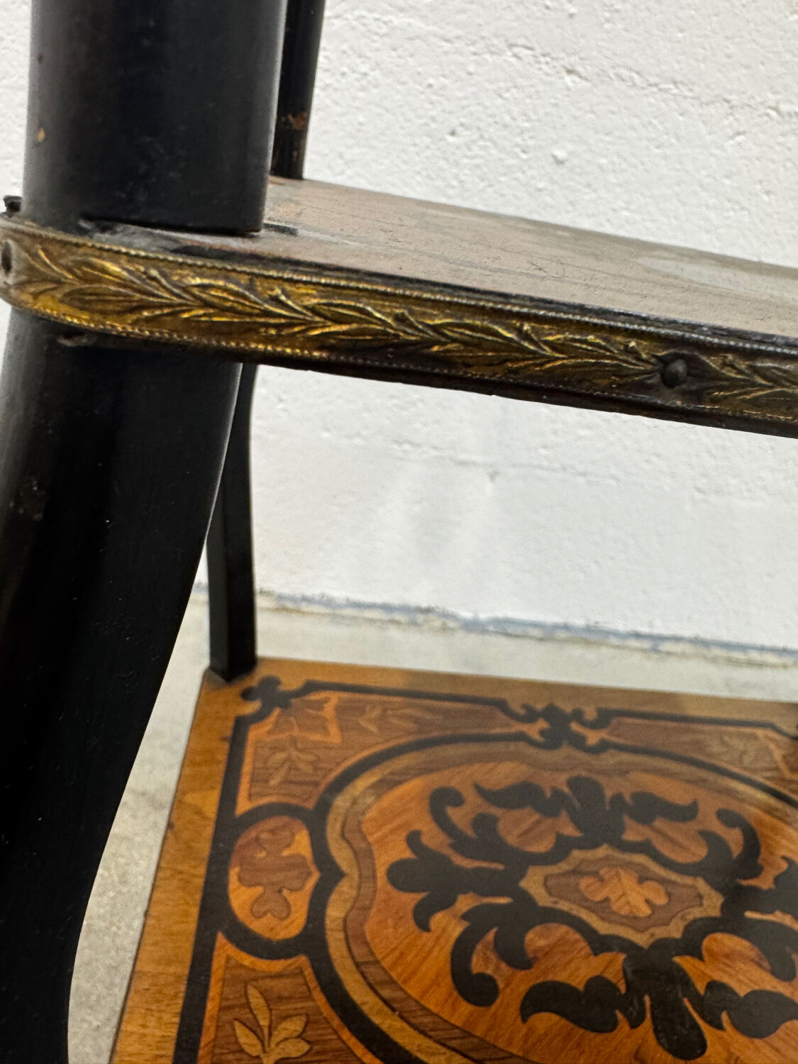 Napoleon III side table in marquetry and gilding