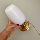 Vintage globe table lamp in white opaline
