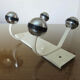 Wall coat rack 4 chrome hooks support in white lacquered metal 70s
