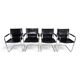 Ensemble de 4 chaises visiteur Matteo Grassi en cuir/chrome, chaises cantilever, 1970.