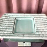 Asparagus dish with drainer in water green tones