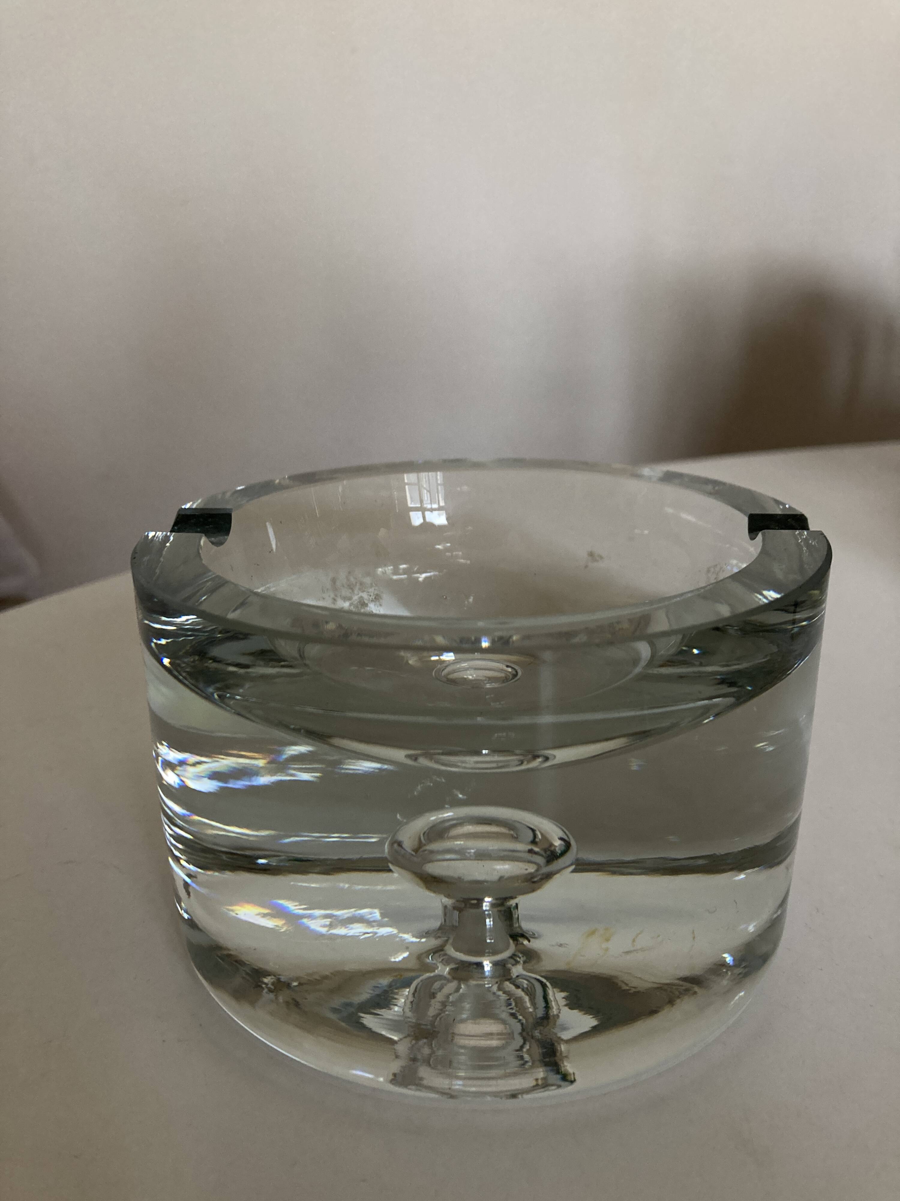 Scandinavian XXL ashtray Bubble in crystal Sweden mid century modern 1970