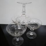 4 coupes à champagne en verre ciselé, XXème