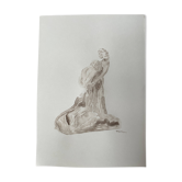 Tableau signé aquarelle monochrome sépia étude de la statue  « l'éternelle idole de Rodin »