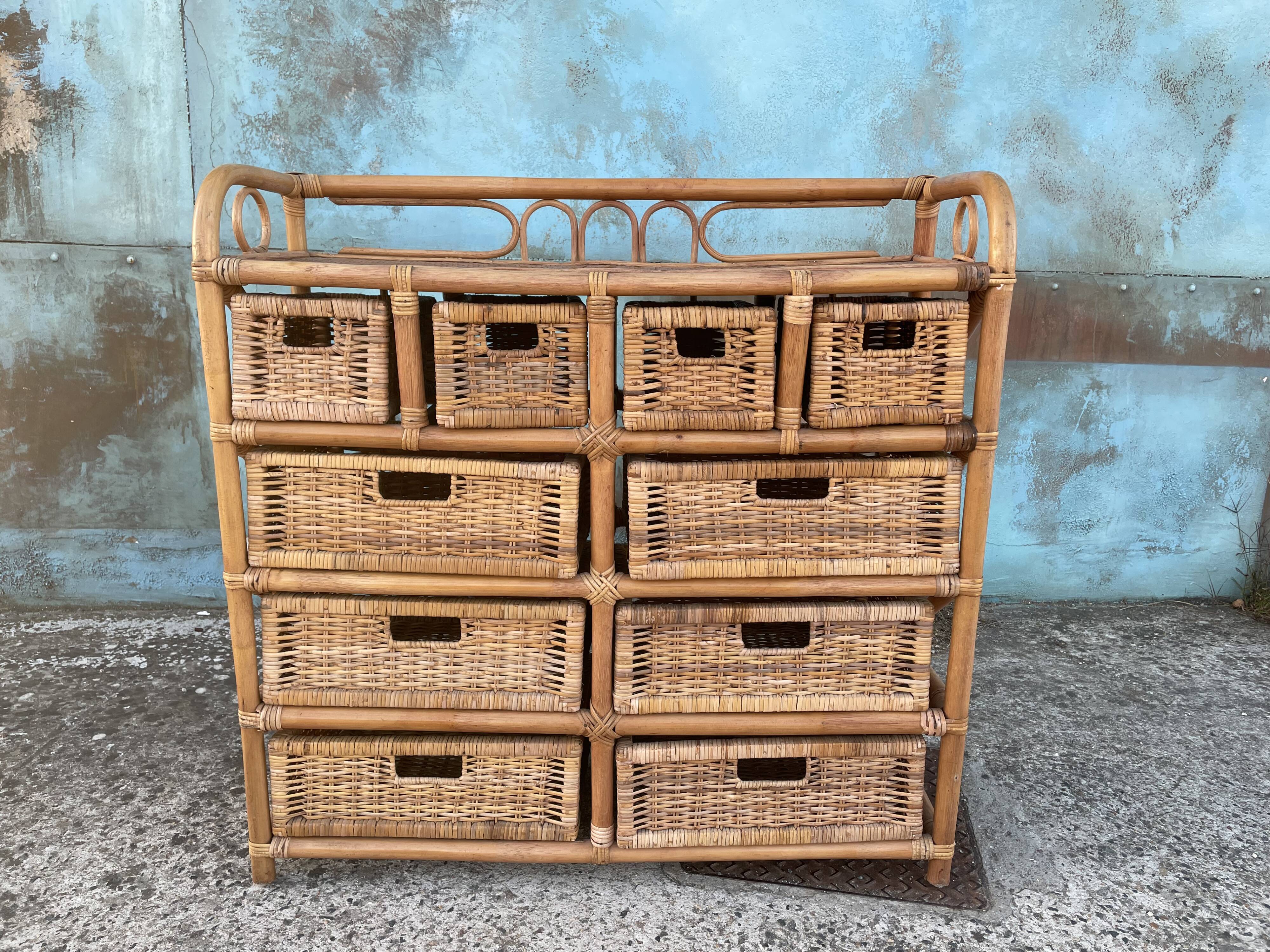 Rattan storage cabinet