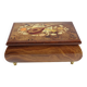 Vintage musical jewelry box in inlaid wood