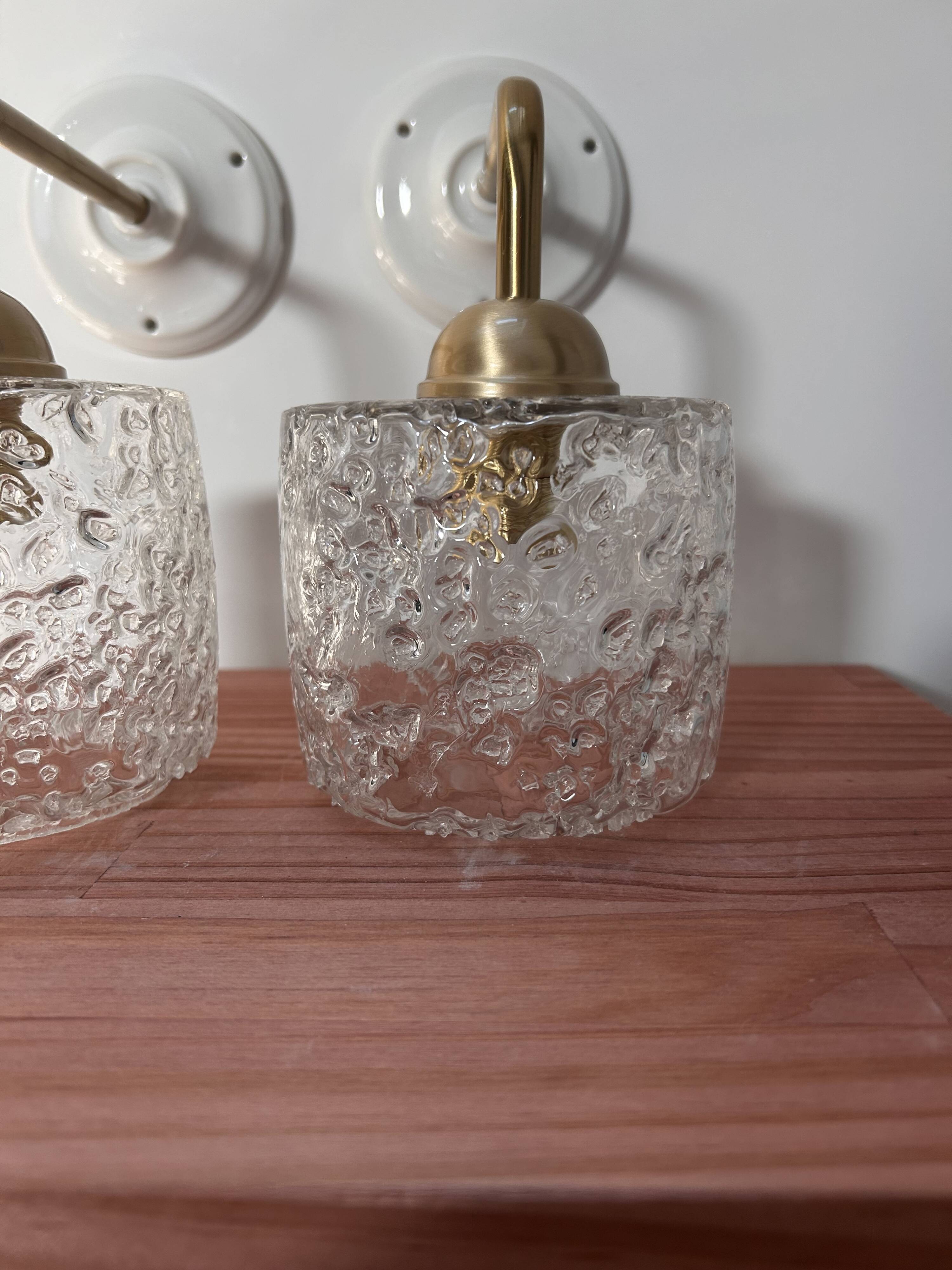 Pair of bubble glass wall lights