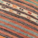 6x7 Pale Red Striped Vintage Kilim Rug, 201x227Cm