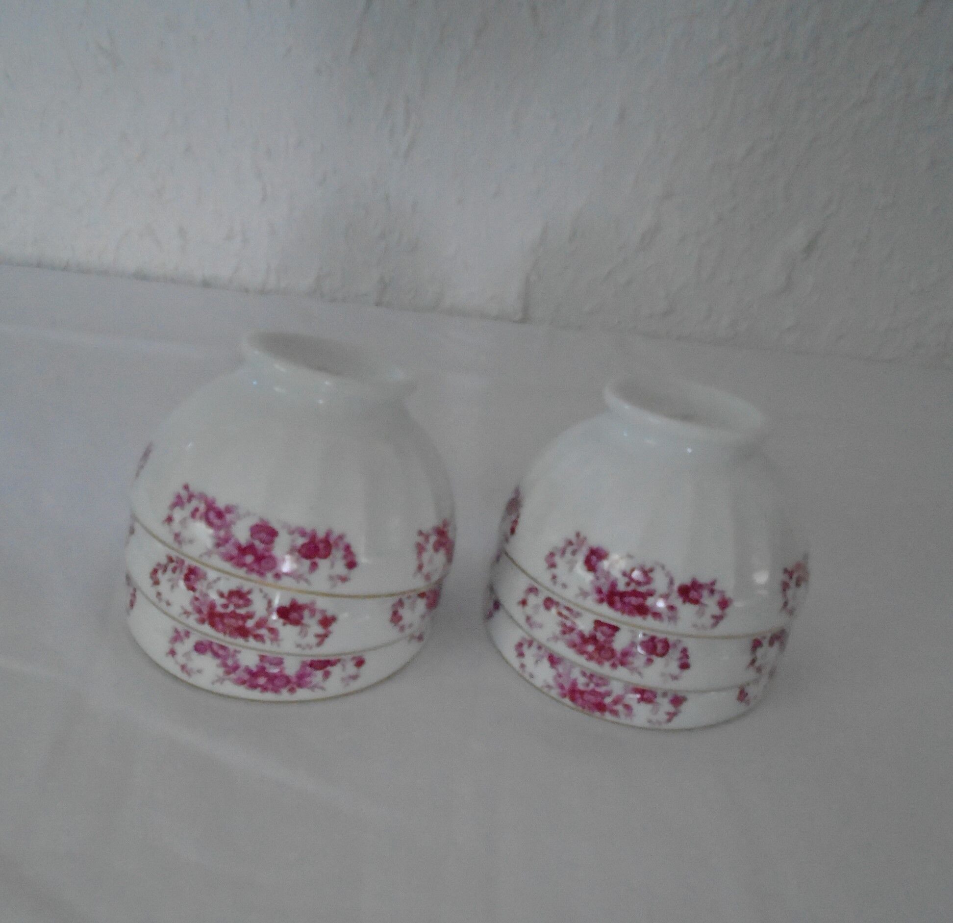 6 Porcelain bowls Limoges décor small pink flowers 50s/60s