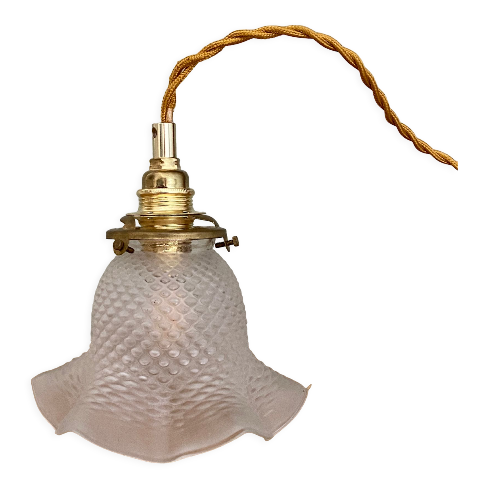 Vintage frosted glass tulip pendant lamp