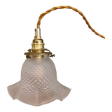 Vintage frosted glass tulip pendant lamp