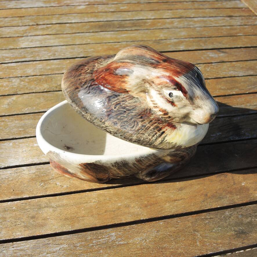 Old Zoomorphic Ceramic Terrine M Caugant: Rabbit
