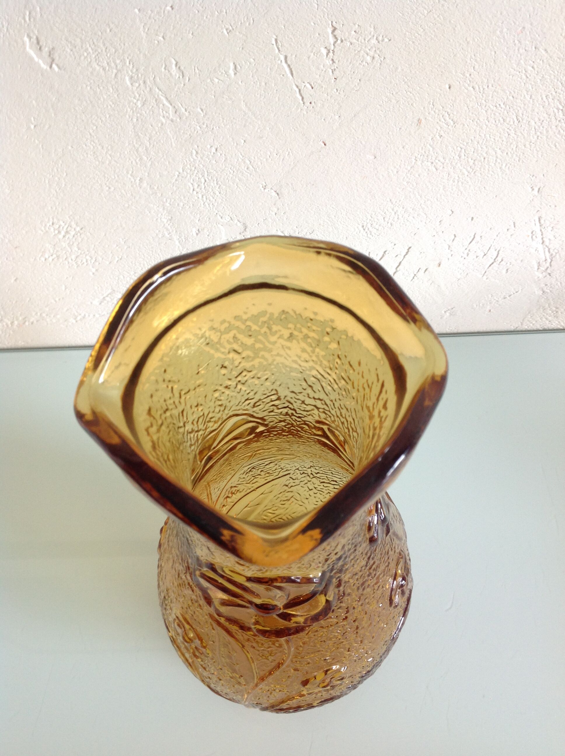 Amber glass vase / vintage 60s-70s