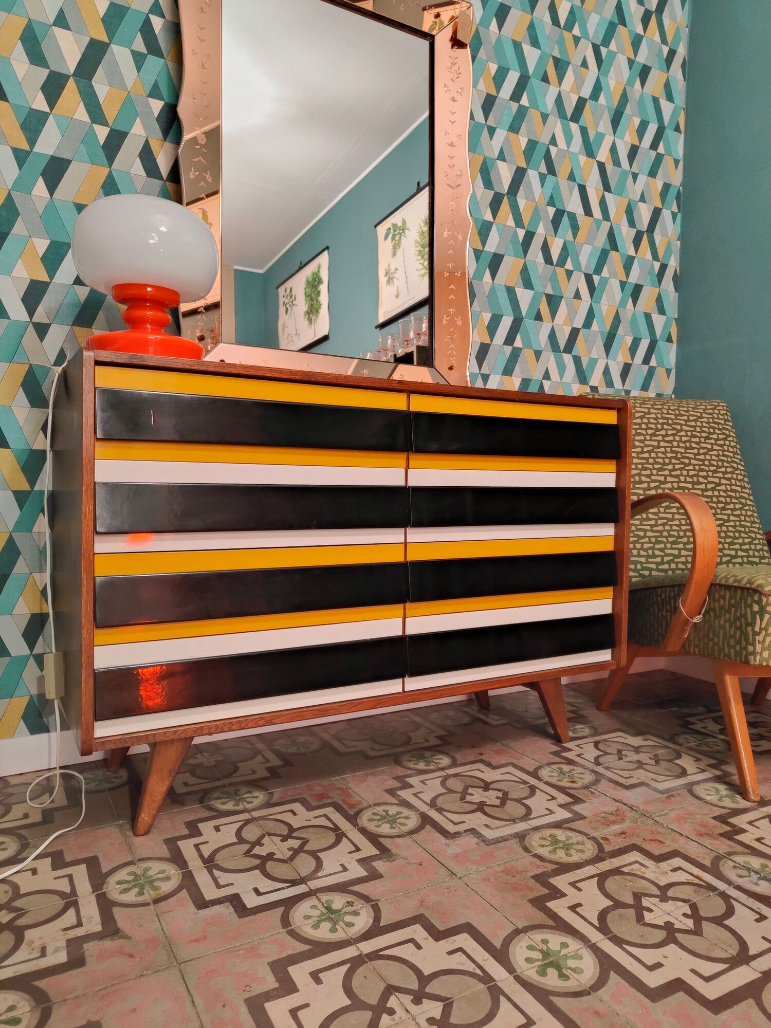 Chest of drawers U 453 Yellow by Jiri Jiroutek for Interier Praha, old edition from 1962