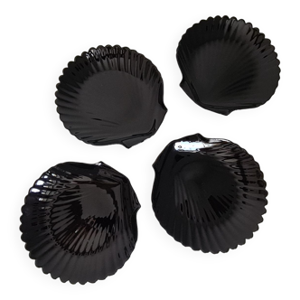 Set of 4 shell-shaped plates / french production / 1960 / shell / mid-century