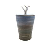 Mid-century style blue artistic ceramic vase, Gabriele Bucci Italy ca. 2000