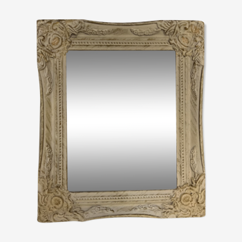 Mirror in white ceruse wood