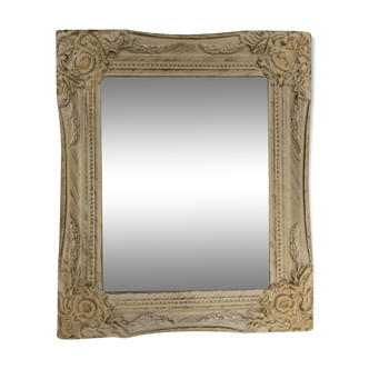 Mirror in white ceruse wood